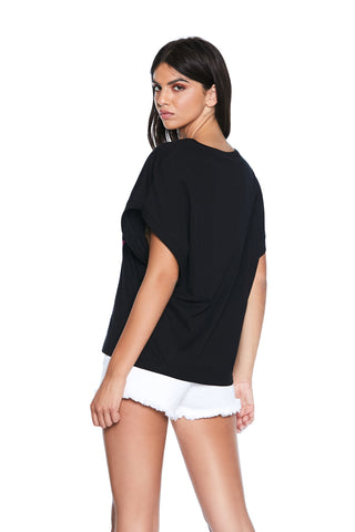 GENSTASY half-sleeve wide-cut T-shirt with logo plus tiger and rhinestone print 