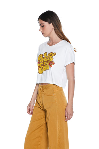 THINGHERS short half-sleeved T-Shirt with wild soul print and studs 