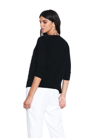 DUKETH 3/4 sleeve cardigan with ring applications 