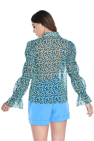 Camicia FASSIT manica lunga con punto smock scollo con goccia più laccetto