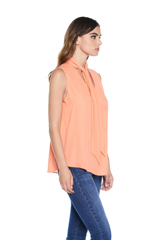 SAMBER_A S/M v-neck blouse with pleat and sash 
