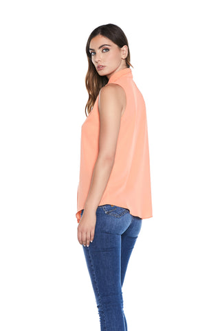 SAMBER_A S/M v-neck blouse with pleat and sash 