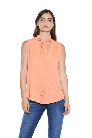 SAMBER_A S/M v-neck blouse with pleat and sash 