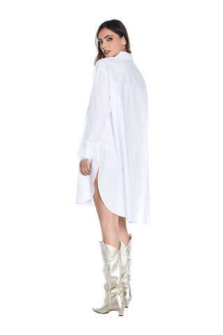 HANNALIS long oversized shirt with long sleeves and lace plus pocket 