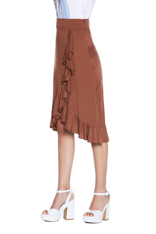 KLOEET midi skirt with ruffled edges 