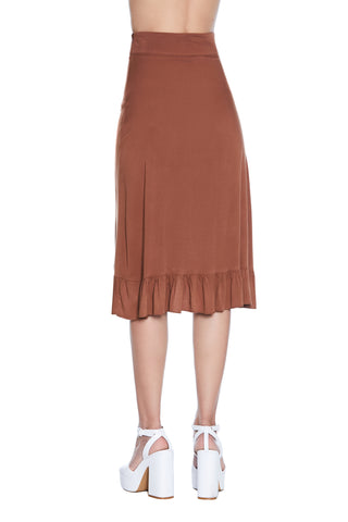 KLOEET midi skirt with ruffled edges 
