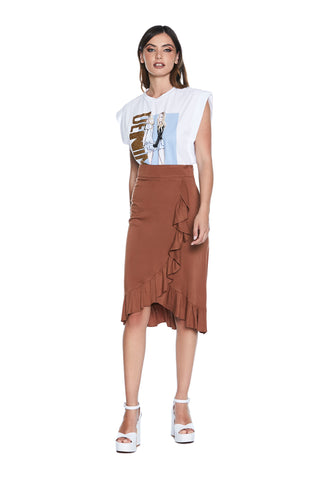KLOEET midi skirt with ruffled edges 