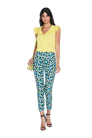 PANERTY high waisted tight trousers with flower print 