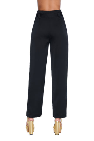 NALA_BIS high-waisted trousers with plain satin belt and pockets 