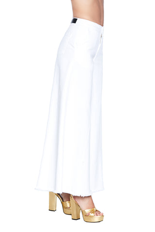 ZUFFRON trousers high waisted wide leg with fringed drill pockets 