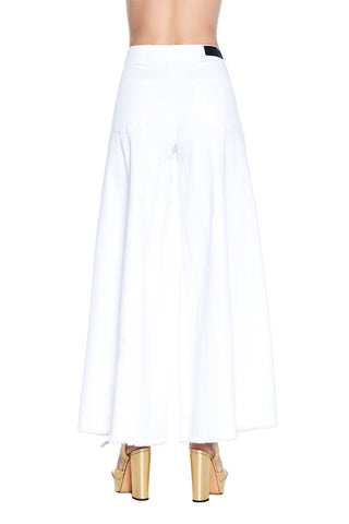 ZUFFRON trousers high waisted wide leg with fringed drill pockets 