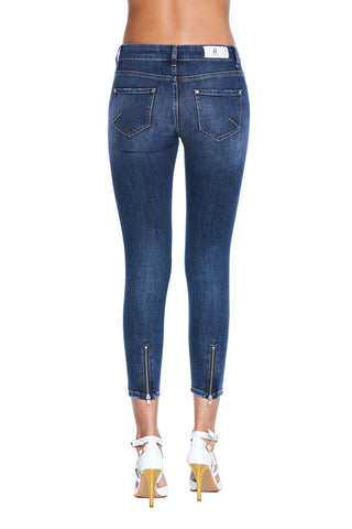 MARILYN jeans, high waisted, narrow 5 pockets with zip, denim bottom 