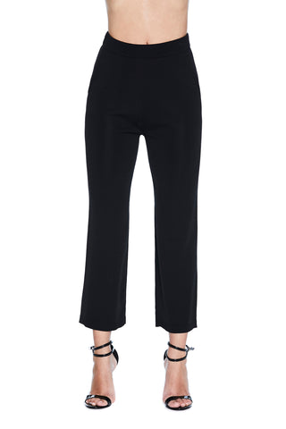 MATREN trousers in high-waisted jersey with ribbed pockets 