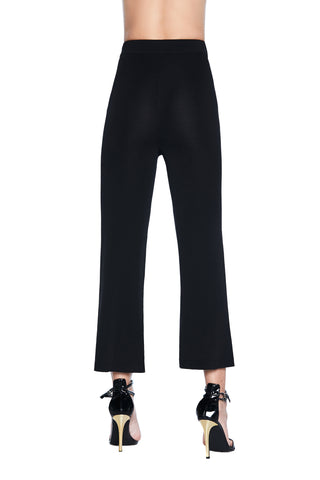 MATREN trousers in high-waisted jersey with ribbed pockets 