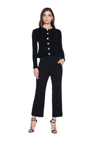 MATREN trousers in high-waisted jersey with ribbed pockets 