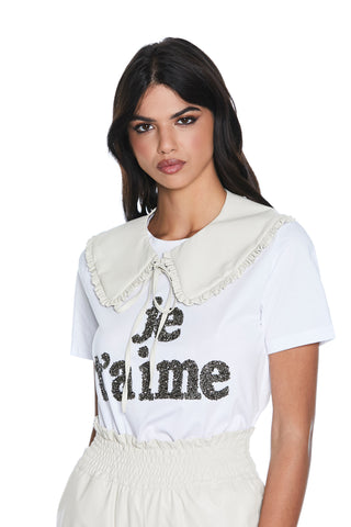 SMASH collar with ruffled edge and faux leather lace 