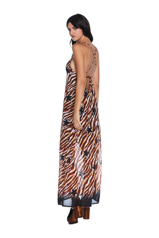 HAMENADIEL long S/M dress with star pattern laces 