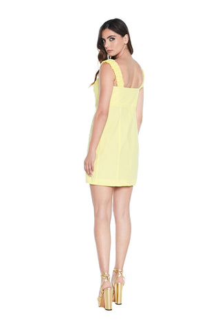 KERTUN short S/M dress with gathered straps, pleats and buttons 