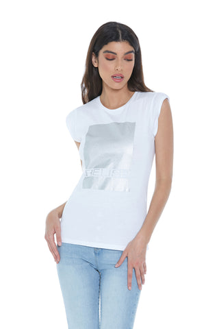 NAHO half sleeve t-shirt with cuff and laminated print