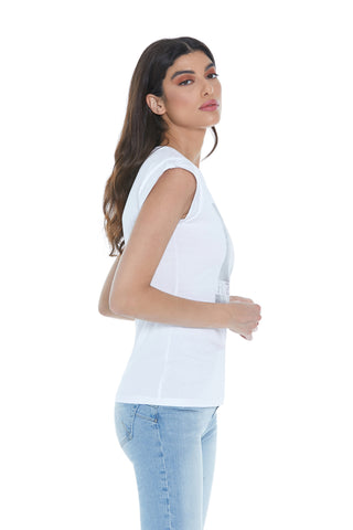 NAHO half sleeve t-shirt with cuff and laminated print