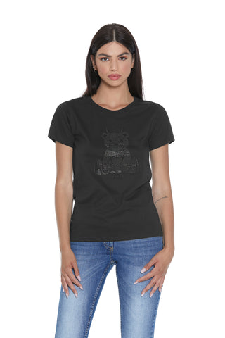 FIONN half sleeve t-shirt with teddy bear rhinestones