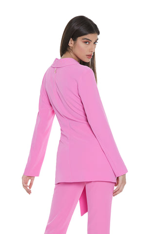 PROCYON long sleeve jacket with side buttoning plus pleats and sash