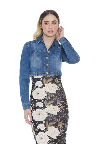 Giubbino KUMI corto manica lunga con rotture denim
