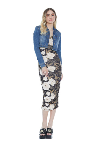 Giubbino KUMI corto manica lunga con rotture denim