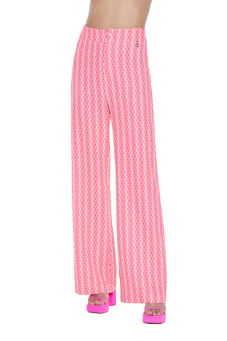 REMI high-waisted palazzo trousers with 70s pattern
