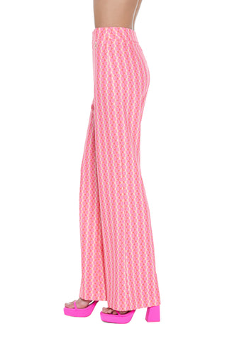 REMI high-waisted palazzo trousers with 70s pattern