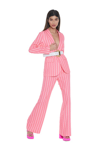 REMI high-waisted palazzo trousers with 70s pattern
