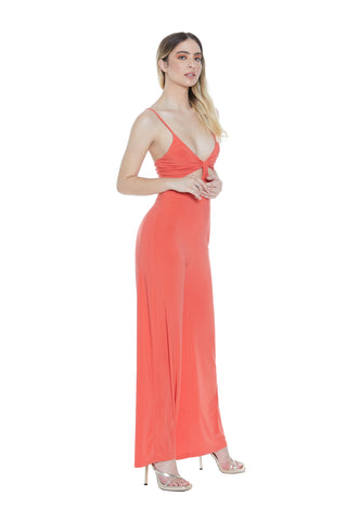 HIROE high-waisted jumpsuit with shoulder pads and sash plus side opening