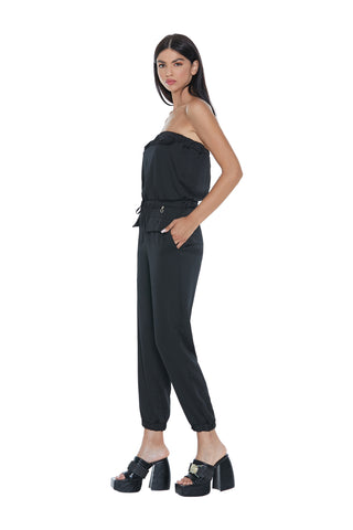 CHITOSE sleeveless high-waisted jumpsuit with elastic plus pockets and drawstring