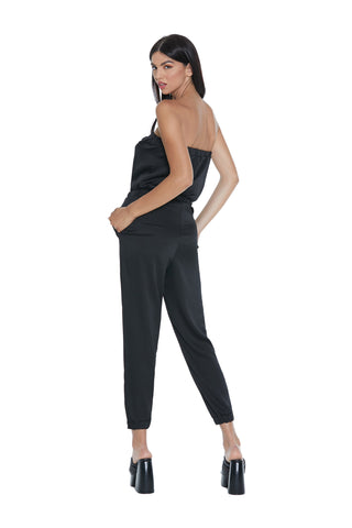 CHITOSE sleeveless high-waisted jumpsuit with elastic plus pockets and drawstring