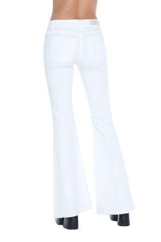 Pantalone LINJA vita alta zampa 5 tasche fondo sfrangiato drill