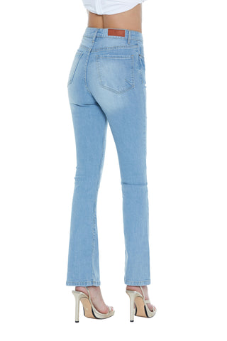 Jeans STARF vita alta zampa 5 tasche denim lavaggio chiaro