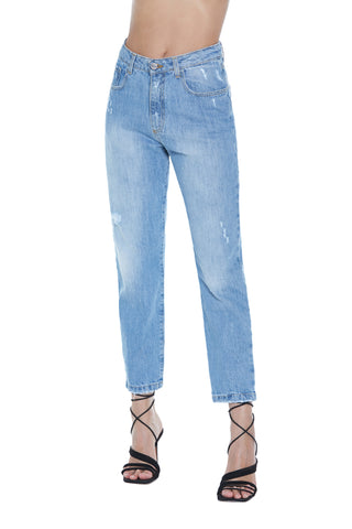 ZANIAH high-waisted 5-pocket jeans with denim micro tears