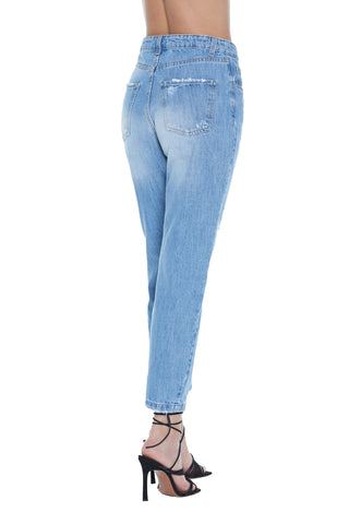 ZANIAH high-waisted 5-pocket jeans with denim micro tears