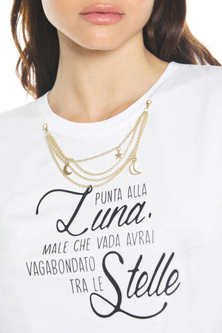 T-shirt HERA mezza manica con stampa a rilievo più collana