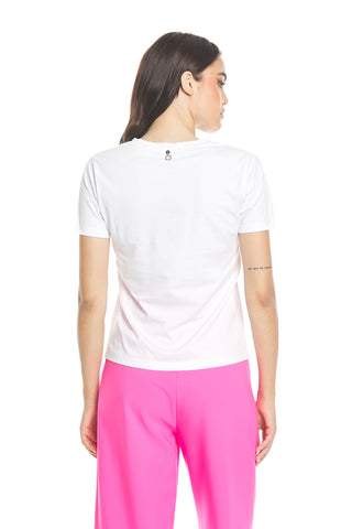 CHERIMOYA half-sleeved t-shirt with tulle insert and rhinestones
