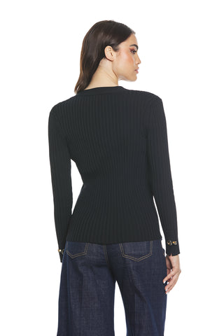 LARIMAR long-sleeved shirt with rings and hooks, ribbed V-neckline