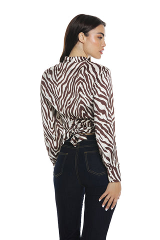 TELLUS short, long-sleeved shirt with animal print sash