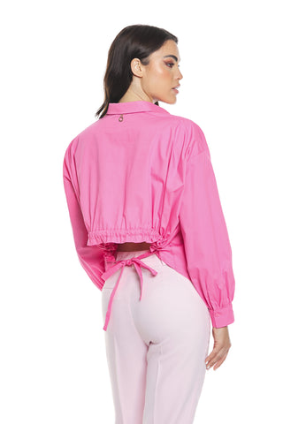 KOURI long sleeve shirt with asymmetrical drawstring back