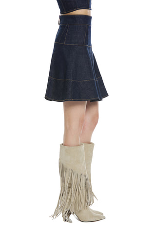 Gonna UBBE corta campana con tagli denim