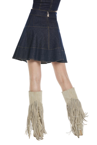 Gonna UBBE corta campana con tagli denim