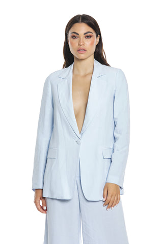 POPS linen jacket with long sleeves, 1 button and flaps