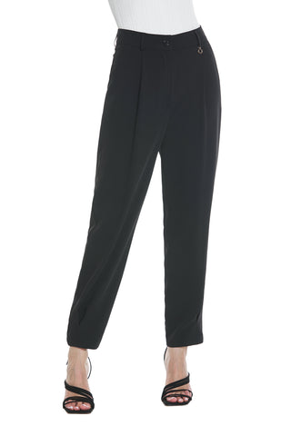 AURORAS high-waisted trousers with logo belt plus French pockets plus pleats plus kissed pleat