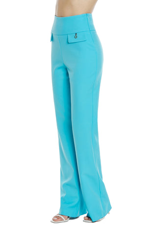 LABRA high-waisted flared trousers with high bustier and flaps