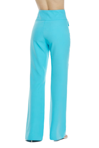 LABRA high-waisted flared trousers with high bustier and flaps