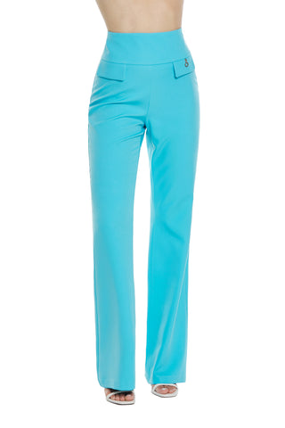 LABRA high-waisted flared trousers with high bustier and flaps